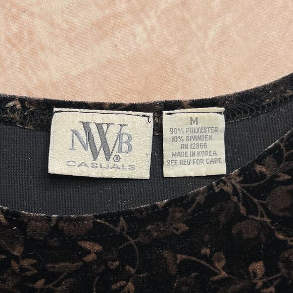 NWB Casuals Vintage Floral Vine Velour Shirt Short Sleeve Women's M Fairy Grunge - Picture 4 of 5
